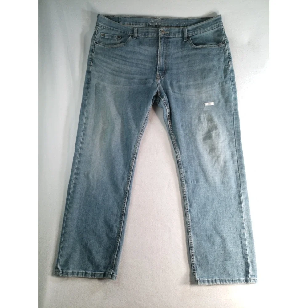 Mens Levi's Signature Jeans 40x30 Light Wash Straight Fit Denim Pants Stretch
